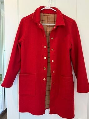 Classic Vintage Red Wool-Blend Coat